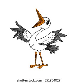 a little cute stork vector illustration
