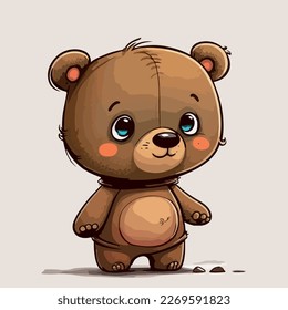 Little cute teddy bear. Little baby bear. A friendly little bear with big dark eyes. Nice character graphics made in vector graphics. Illustration for a child.