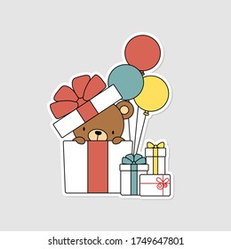el pequeño oso de peluche es un regalo para los niños. Tarjeta de regalo