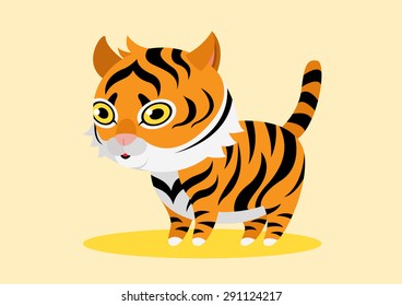 little cute tiger cartoon vector