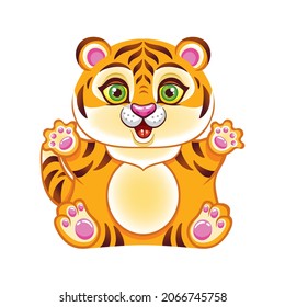 Pequeño cachorro tigre lindo. Dibujo vectorial de un cubo de tigre.