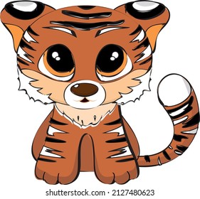 little cute tiger on white background