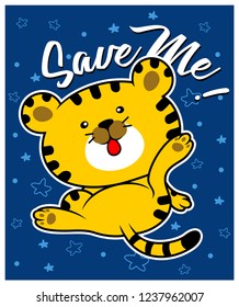 little cute tiger,vector animal illutration 