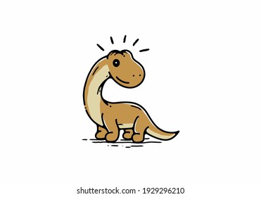 Little cute titanosaur dinosaur illustration design