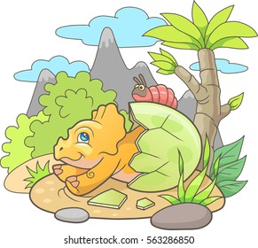 little cute triceratops just born