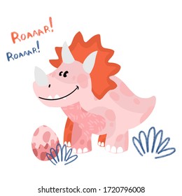 Little cute Triceratops. Vector illustration.