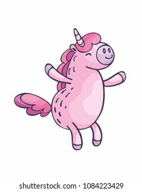 Little cute unicorn in doodle style. Colorful vector illustration isolated on a white background.