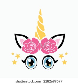 Little cute unicorn face cartoon vector 