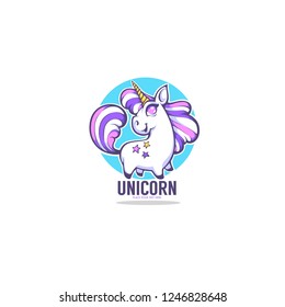 Little Cute Unicorn, vector illustration for your label, logo, emblem