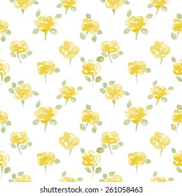 little cute watercolor flowers seamless vector pattern