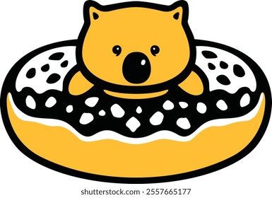 Little Cute Wombat Into a Bagel (Donuts)