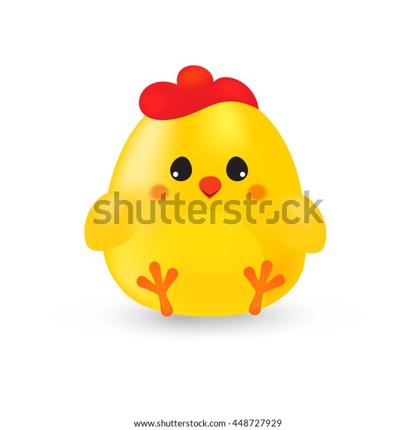 Little Cute Yellow Cartoon Chick Isolated Stock Vector Royalty Free 448727929