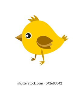 little cute yellow chick vector color flat icon