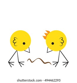 little cute yellow chicks vector color flat icon