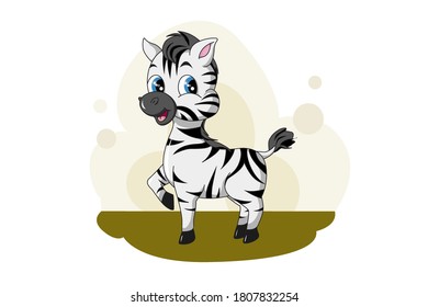 A little cute zebra blue eyed, design animal cartoon vector illustration