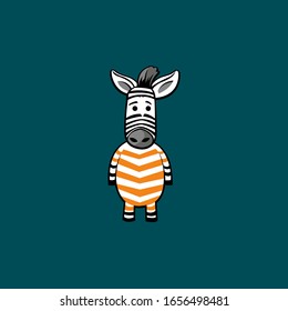 Little cute zebra with ears and a colored costume