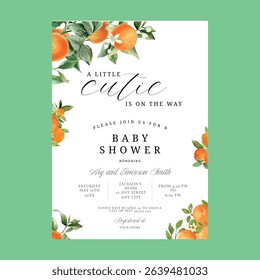 Little Cutie Orange Citrus 1st Birthday Invitation