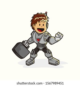 Little Cyborg Cartoon Business Mascot, for business character