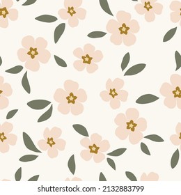 Little daisy flowers seamless vector pattern. Distressed white Chamomile flowers on black background. Trendy for prints, fabric, invitation cards, wedding decoration, wallpapers, wall murals