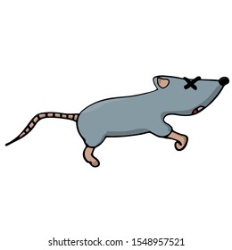 little dead mouse. rodent control. isolated cartoon stock vector illustration