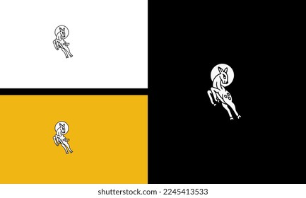 little deer jumping vector outline design
