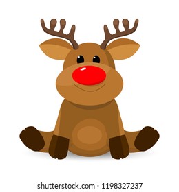 Little deer with a red nose on a white background.           
