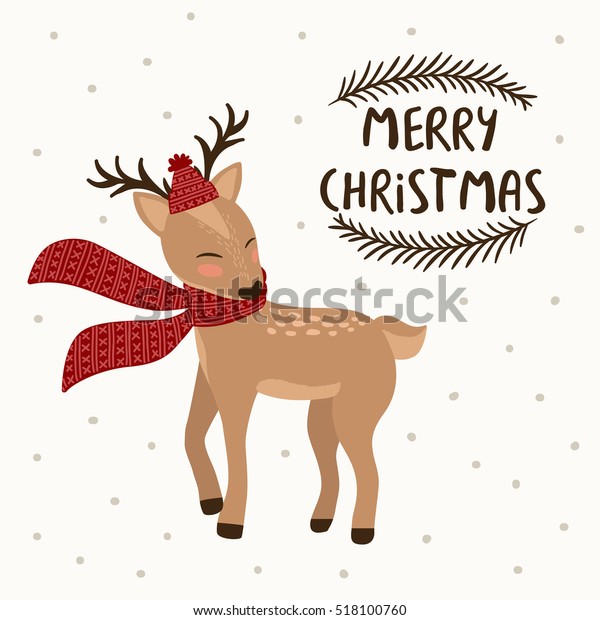 Little Deer Winter Hat Scarf Vector Stock Vector (Royalty Free) 518100760