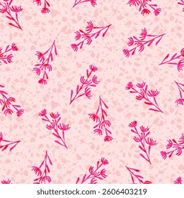 Little Delicate Floral Twigs Vector Seamless Pattern