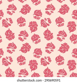 Little delicious cupcakes. seamless pattern background