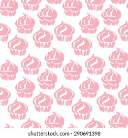 Little delicious cupcakes. seamless pattern background