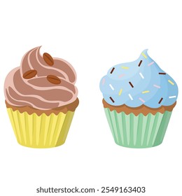 Pequeño juego de Vector de cupcakes deliciosos