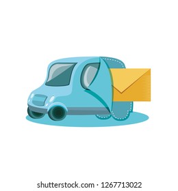 little delivery car with envelope