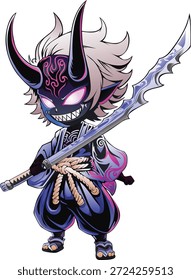 Kleiner Dämon halten Schwert Samurai