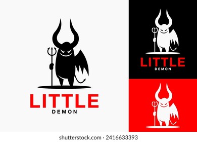 Diseño del logotipo del vector de silueta pequeño Demon Mini