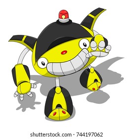 The Little Detective Robot catching cartoon vector