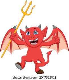 little devil cartoon holding trident