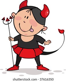 Little devil. Funny halloween girl