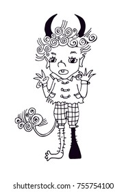 Little devil has a fear illustration.