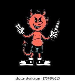 LITTLE DEVIL WITH KNIFE COLOR BLACK BACKGROUND