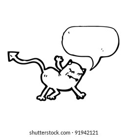 little devil with speech bubble cartoon