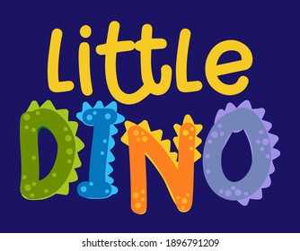 Pequeño Dino (dinosaurio) - Diseño de impresión Cute Dino - doodle dibujado a mano divertido, lagarto de dibujos animados. Es bueno para el diseño gráfico de póster o camiseta. Ilustración dibujada a mano por vectores.