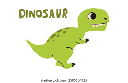 Little Dino. Hatched Little Dinosaur Baby, Child, Kid. Tiranosaurus Trex, Dinosaur . Cartoon T-Rex. Vector Cute and Funny Cartoon Hand Drawn Dinosaur, Children s Illustration, Print for Kids, Card