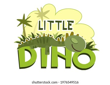 little dinosaur cub is sleeping. The isolated object on a white background. Cheerful kind animal baby dino. Cartoons flat style. Prehistoric reptile. Funny. Illustration vector