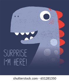 little dinosaur illustration for baby tee print as vector