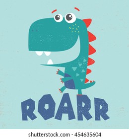 little dinosaur illustration with typo for baby tee print