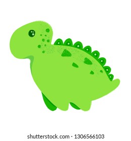Little dinosaur and Lettering Roooaar. Vector illustration. Textured effect pencil, acrylic