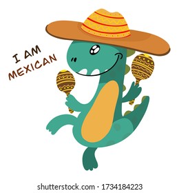 Little dinosaur mexican. Vector illustration.