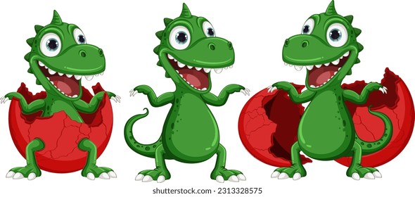 Pequeño monstruo de los dinosaurios Hatching de la ilustración del huevo