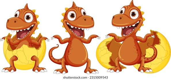 Little Dinosaur Monster Hatching from Egg illustration