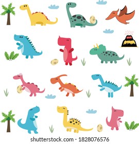 Little dinosaur playing on the ancient world